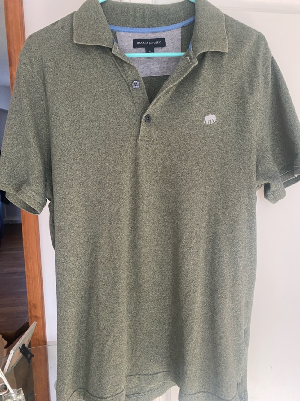 Banana Republic Olive Heather Polo with Contrast Trim